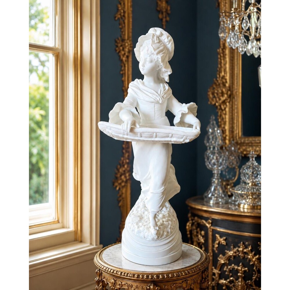 Antique French Quinter E.B. Paris Bisque Porcelain Lady Figurine 14.5" c.1880s